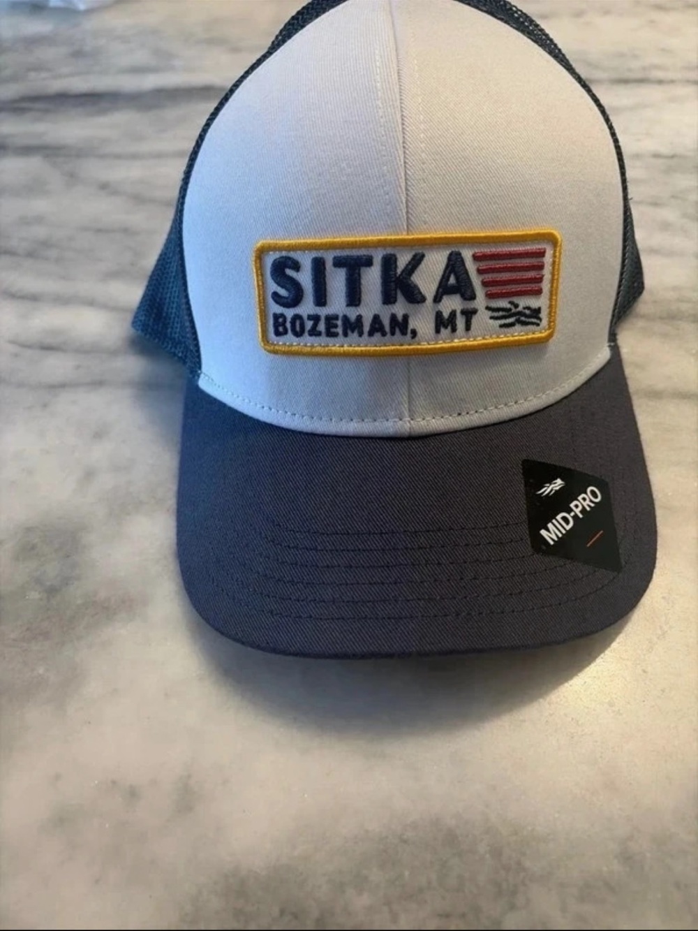 Sitka Bozeman, MT White & Navy Trucker Hat